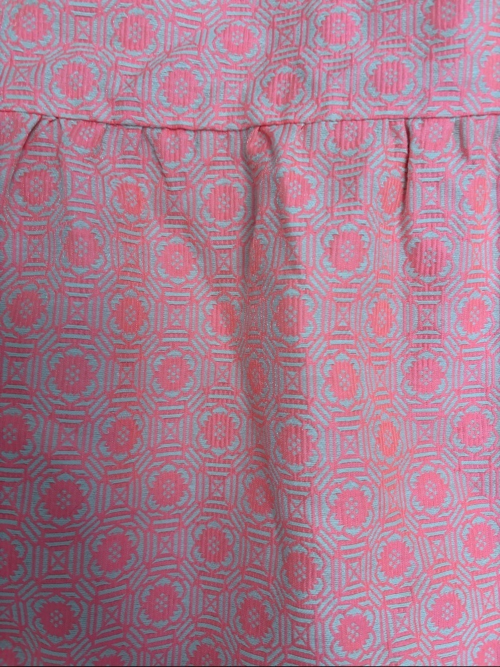C.Luce Coral and Cream Geometric Floral Dress Fabric sz M - Picture 8 of 9